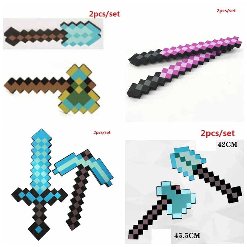 40~60cm Minecraft BIG Blue Diamond Sword Soft EVA Foam Toys Steve Ax Shovel Kids Cosplay Toy For Children Fans Birthday Gift