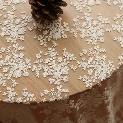 Gauze Embroidery Lace for Wedding Dress Curtain, Wave Edge, Cotton Chemical Fiber, Base Fabric Decoration, 50x120cm