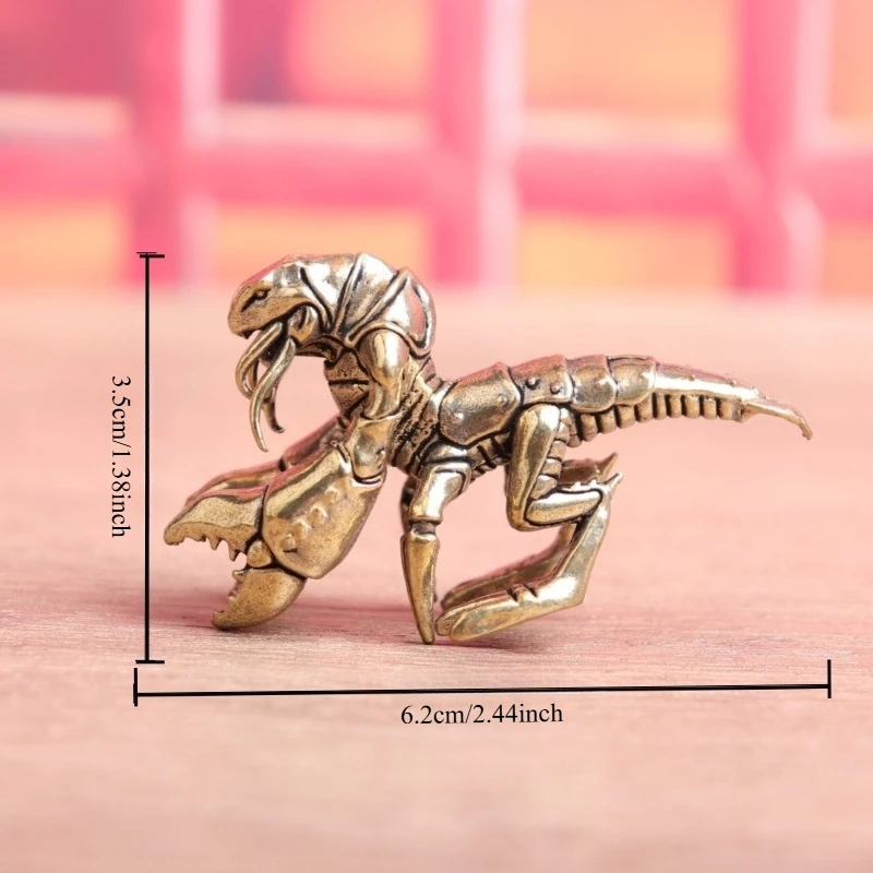 Vintage Brass Battle Lobster Figurine, Mecha Style Crayfish Statue, Mini Desktop Ornament, Tea Pet Cyberpunk Creative Craft Gift