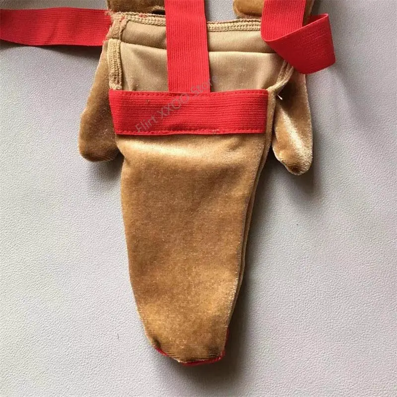 남성용 G 스트링 브리프 반바지 란제리 속옷, 크리스마스 순록 벌지 파우치, T 백 끈 팬티, 재미있는 브리프 남자 팬티