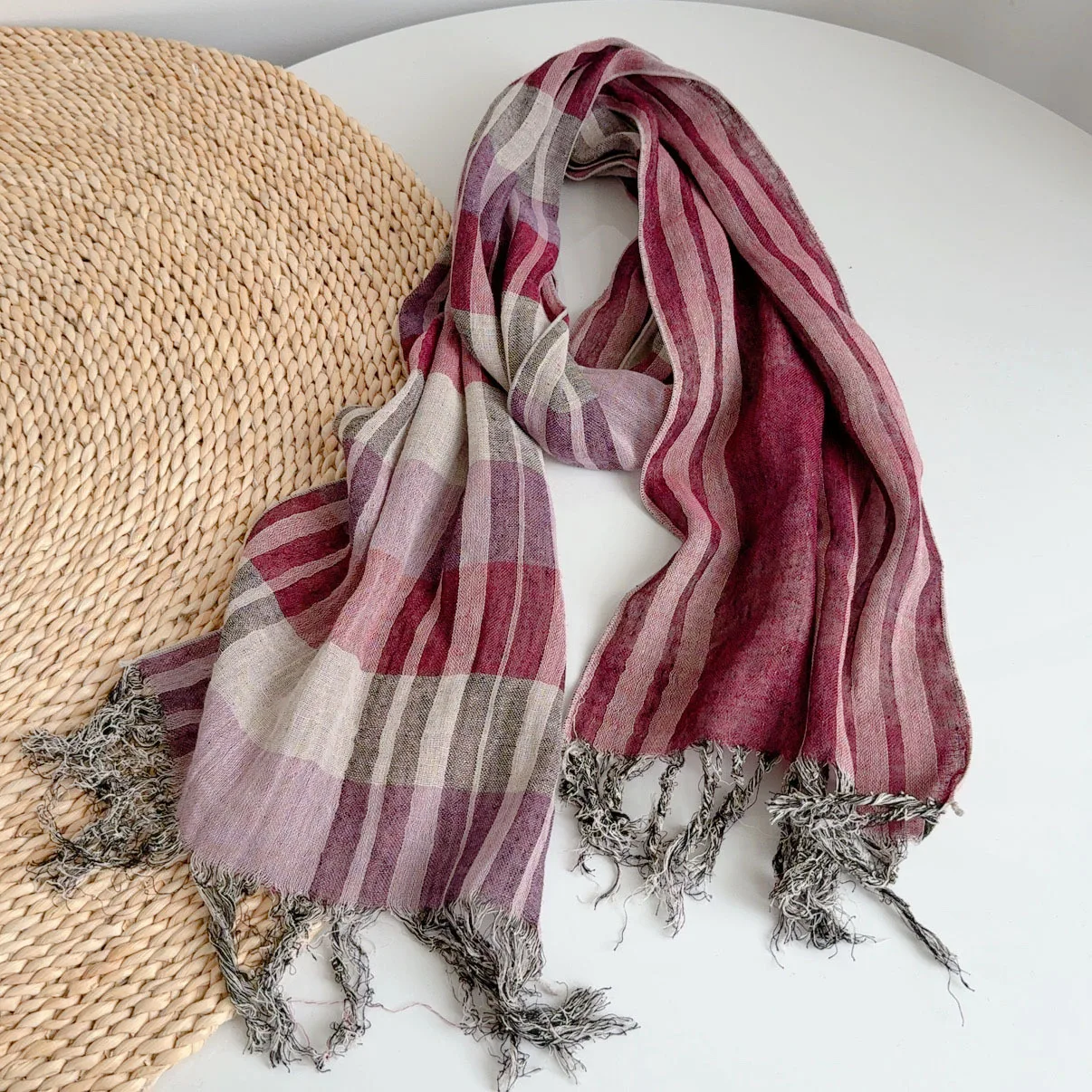

Scarf Linen Cotton Women Sunshine Protection Long Breathable Neck Wrap Accessory For Summer Beach Spring