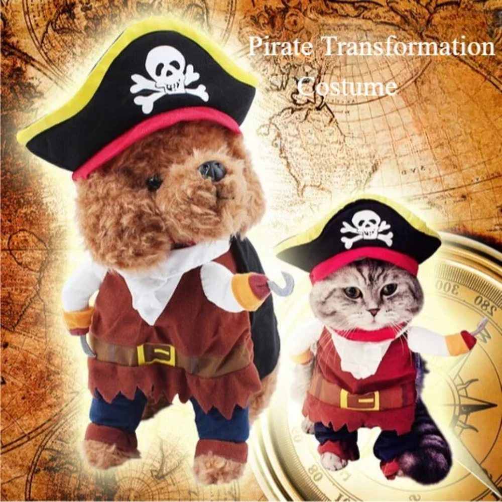 Pet Pirate Transformation Dog Clothes Set Pirate Transformation Teddy Dog Clothes Halloween Costumes