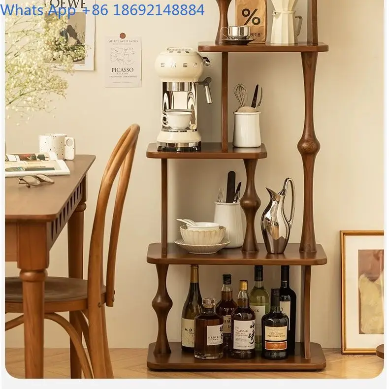 Solid Wood Shelving Unit Minimalist Living Room Bookshelf Multi Tier Storage Rack for Small Spaces Balcony Flower Stand Floor