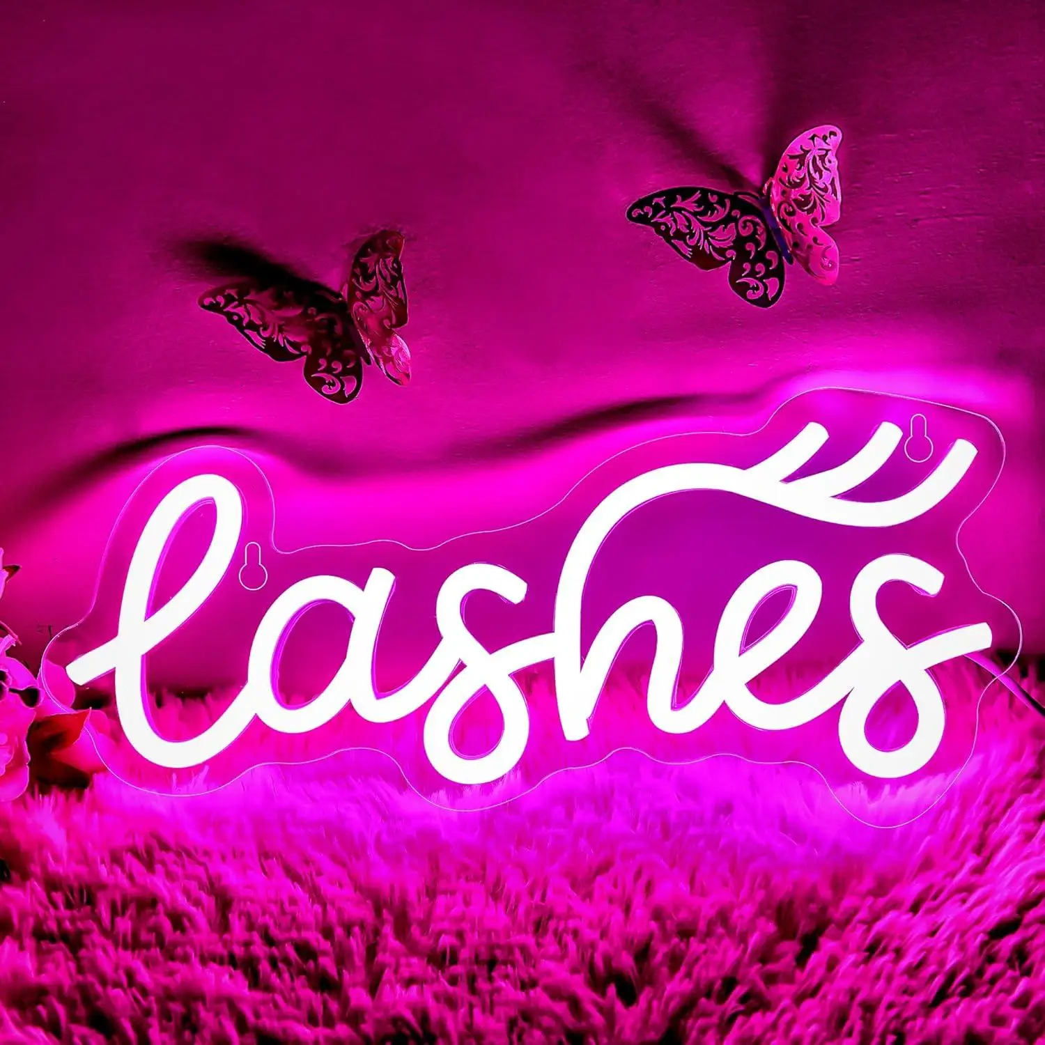 

Lashes Neon Sign Lady Text Led Neon Light for Bedroom Lashes Salon Beauty Room Eyelash Business Makeup Rooms Lash Studios Decor