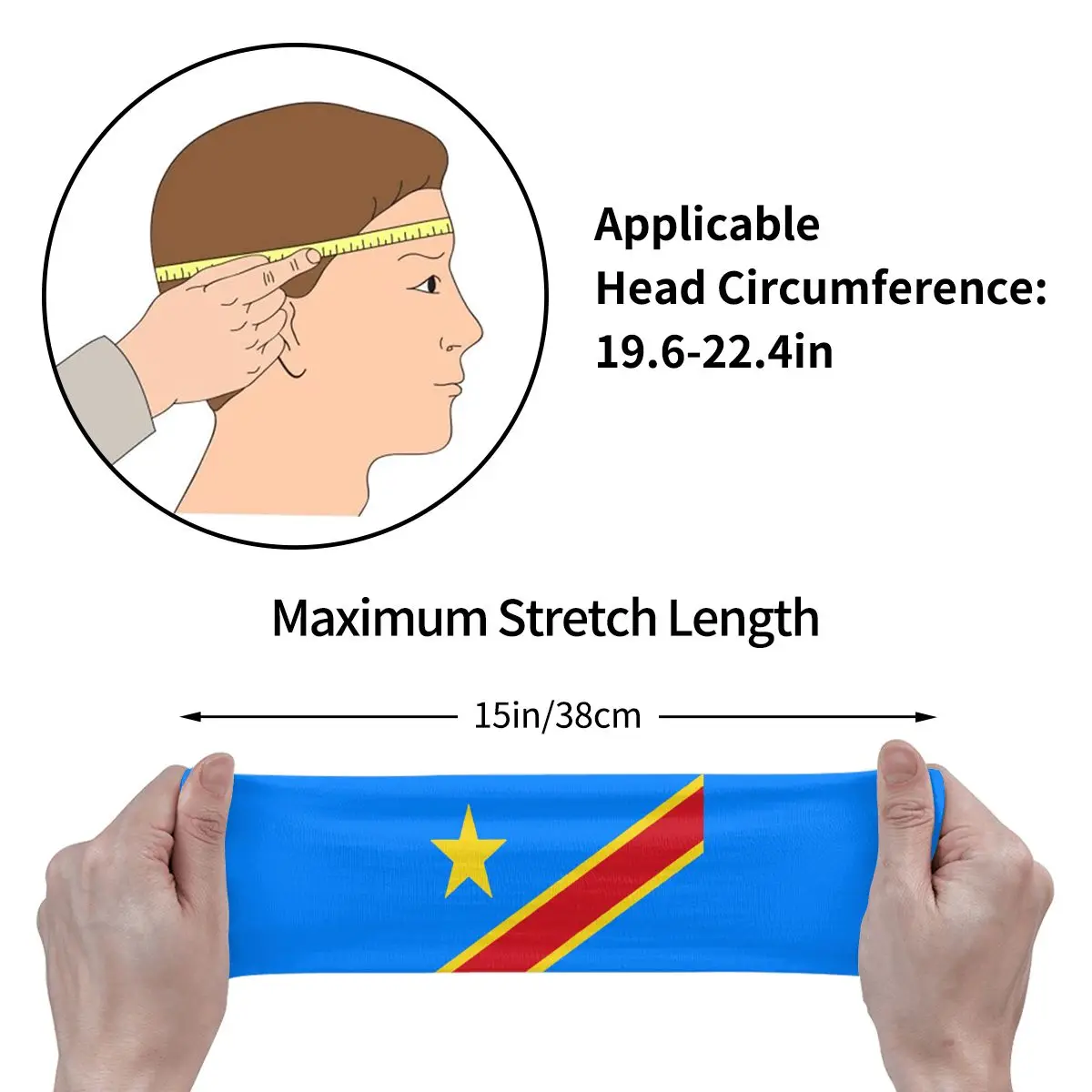 Flag Of Congo Kinshasa Zaire Headband Headwrap Hair Bands Yoga Running Sweatband Sports Safety for Men