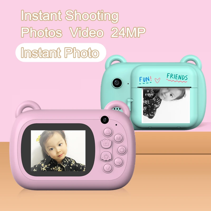 1080P HD Camera Children Portable Instant Digital Camera Kids Thermal Print Camera Parent-Child Interaction Toy Camcorder Gift