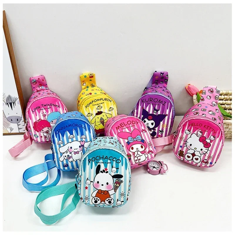 Sanrio Hello Kitty Cinnamoroll Chest Bag Kawaii Crossbody Bags for Girls Kuromi My Melody Messenger Shoulder for Women