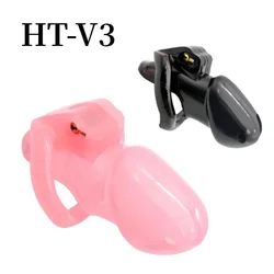 HT-V3 Male Chastity Cage ABS Mini Chastity Device Penis Restraints Prevent Cheating Cock Cage Gay Adult Erotic Sex Toys 4 Rings