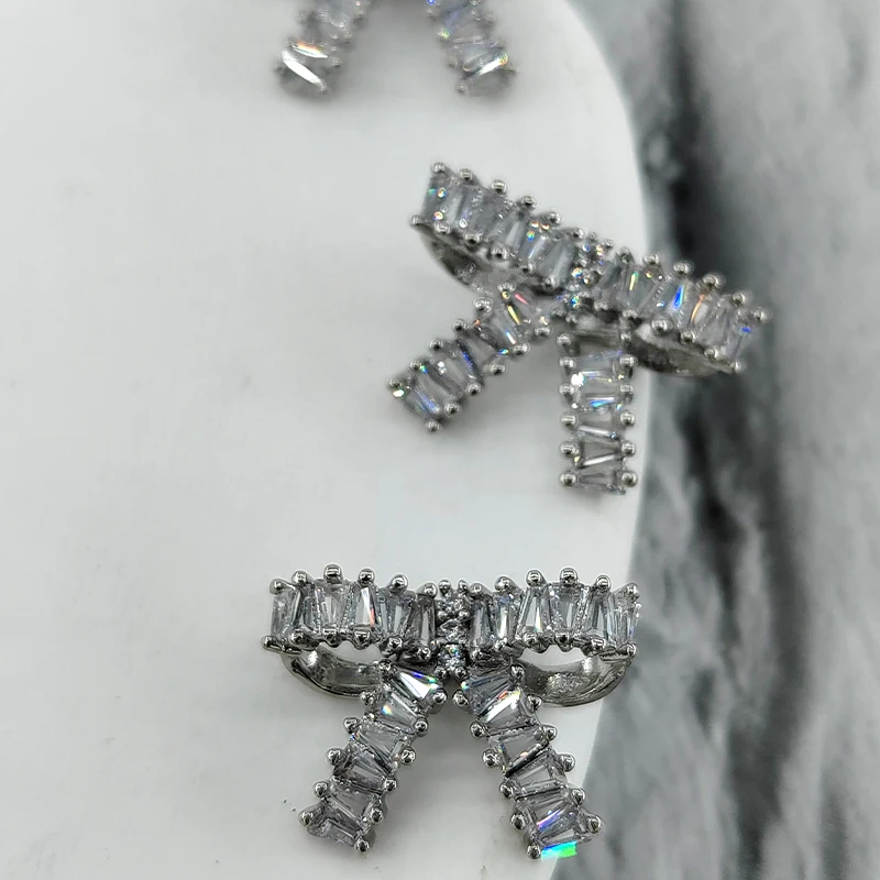 22MM Luxury Zircon Bow Designed Shank Buttons Of Clothing Fashion Decor High Quality Cute Metal Sewing Button For Needlework DIY