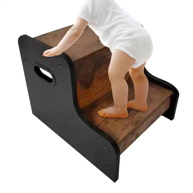 Taburete escalonado de madera para niños, taburete de 2 escalones para baño, Base antideslizante para cocina, ayudante de entrenamiento para orinal