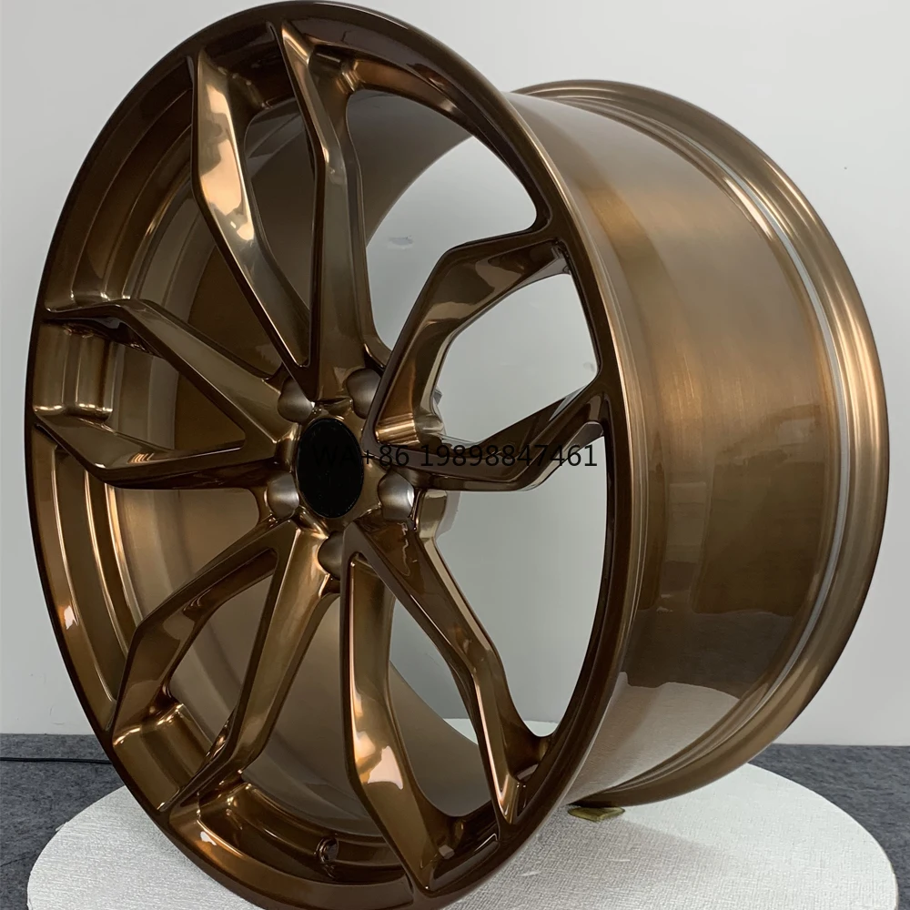 

Custom Aluminum Alloy Forged 16-24 Inch 5x112 5x127 5x120 1-piece Concave Bronze Gold Rims for Passenger Car Wheels