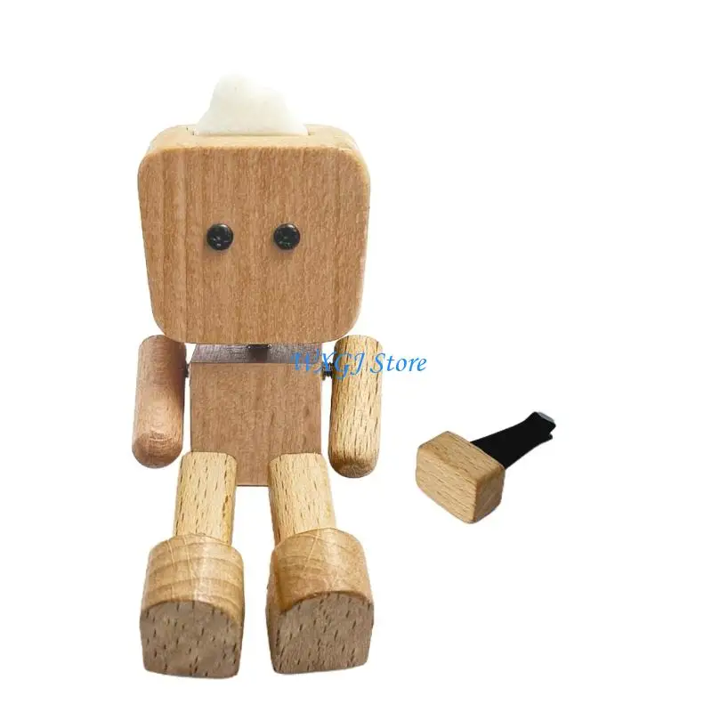 37JE Natural Car Air Vent Decors Robot Design With Rhythmic Arm Movement Base Securely Holds On Dashboard