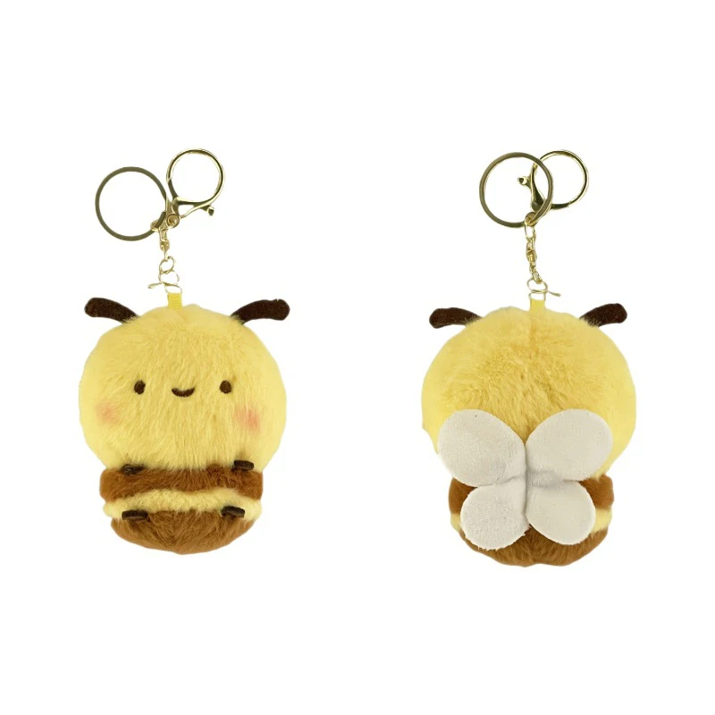 1PC Charms ตุ๊กตาน่ารักปุยเครื่องประดับ Little Bee จี้ของเล่นรถพวงกุญแจตุ๊กตา Plush เด็กวันหยุดของขวัญ