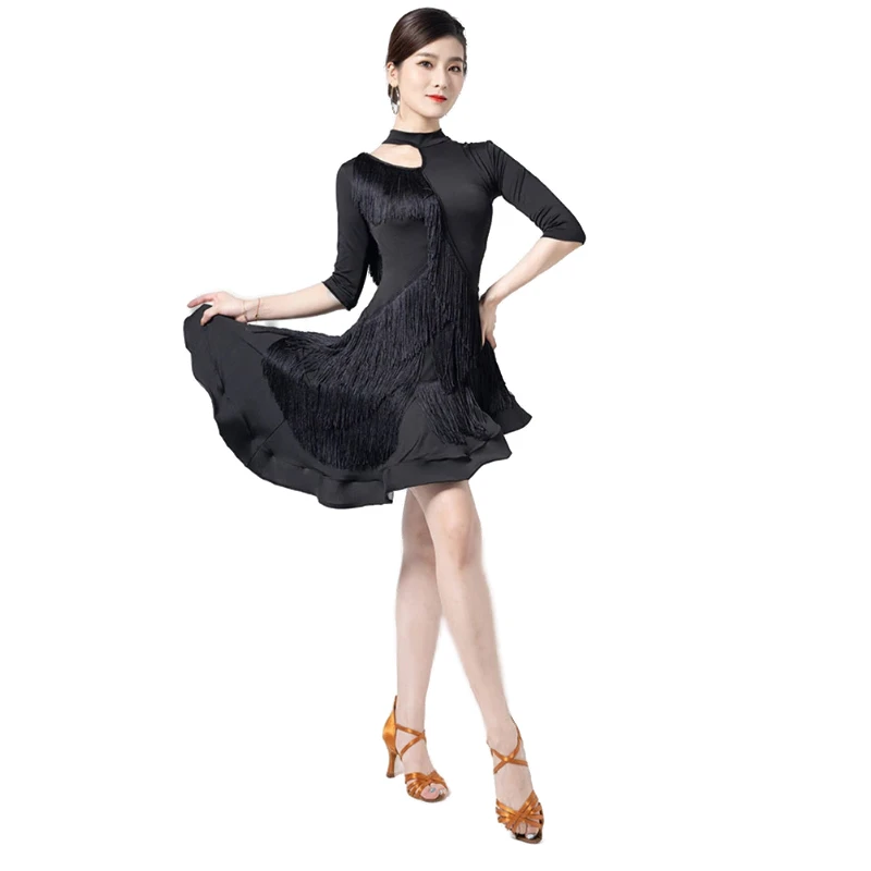Vêtements de danse latine à la mode pour femmes, robes latines à franges, vêtements d'entraînement pour salle de bal, Costumes de danse Salsa Samba