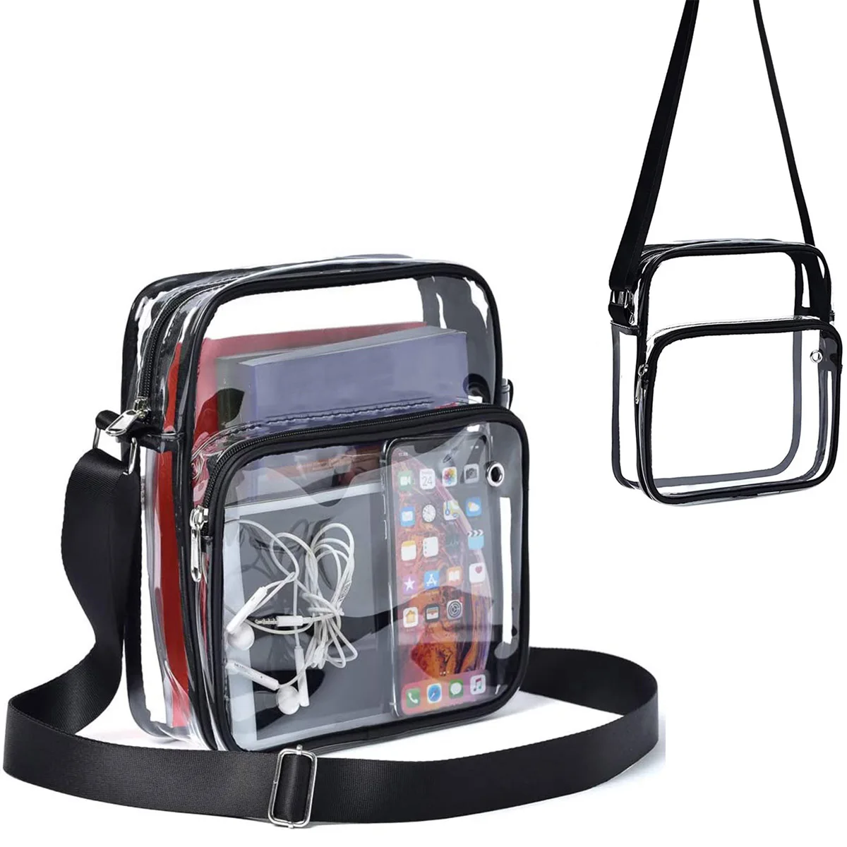 

Прозрачный кошелек Stadium Прозрачная сумка-мессенджер Водонепроницаемая одобренная стадионом для мужчин и женщин Прозрачная сумка через плечо без рук