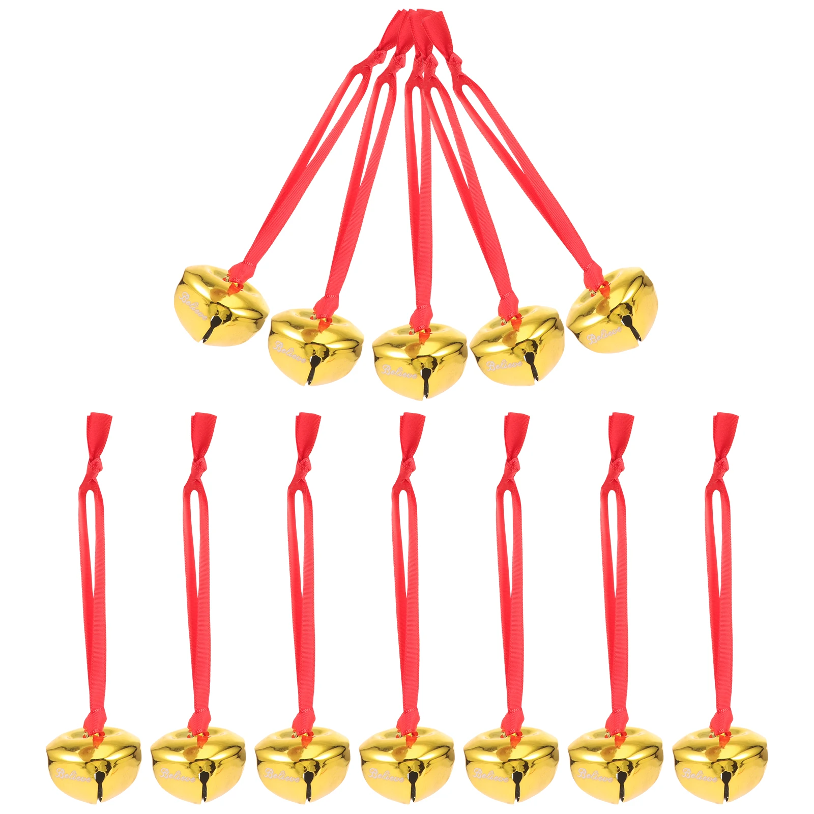 

12 Pcs Gold 38mm Christmas Tree Decorations Pendant Bells DIY Believe Hanging naments Festive Xmas Accessories