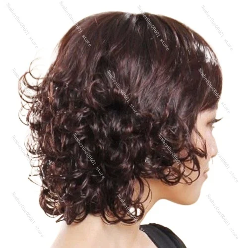 Middle Aged Wig for Mom, Middle-aged Lady, Short Curly Hair, Natural and Fluffy, Realistic Simulation with Rounded Scalp