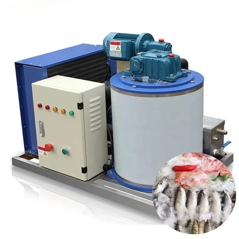 Industrial Flake Ice Machine 1T 5T 10 Ton Air Cooling Snow Ice 1000kg Storage for Seafood Ice Flake Machine OEM/ODM Customized