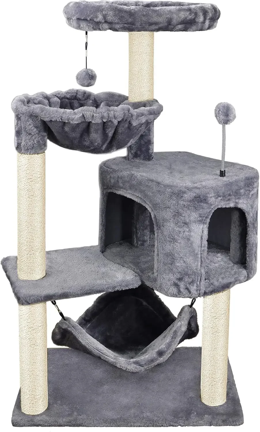 

YUNIQUE Cat Tree with Cat Condo and Big Hammock, Grey