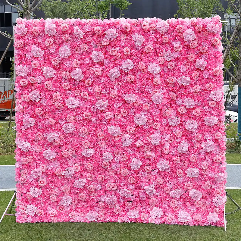 

Luxury Rose red Hydrangea 3D Flower Wall Wedding Backdrop Props Rose Hydrangea Arrangement Curtain Hanging Fabric Floral wall