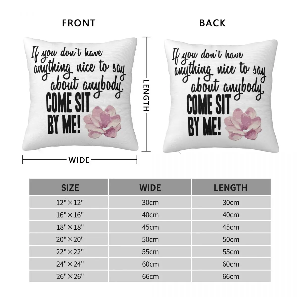 غطاء وسادة مربع من الفولاذ Magnolias Come Sit By Me مصنوع من البوليستر والكتان المخملي المطبوع بسحاب غطاء وسادة مزخرف غطاء وسادة منزلي