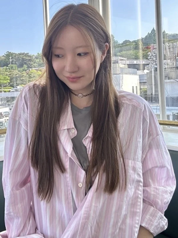 

Женская рубашка Candy Miss Korean Sle свободного кроя с длинными рукавами, розовая в полоску, с оверсайз-воротником, повседневная, модная, осенняя коллекция