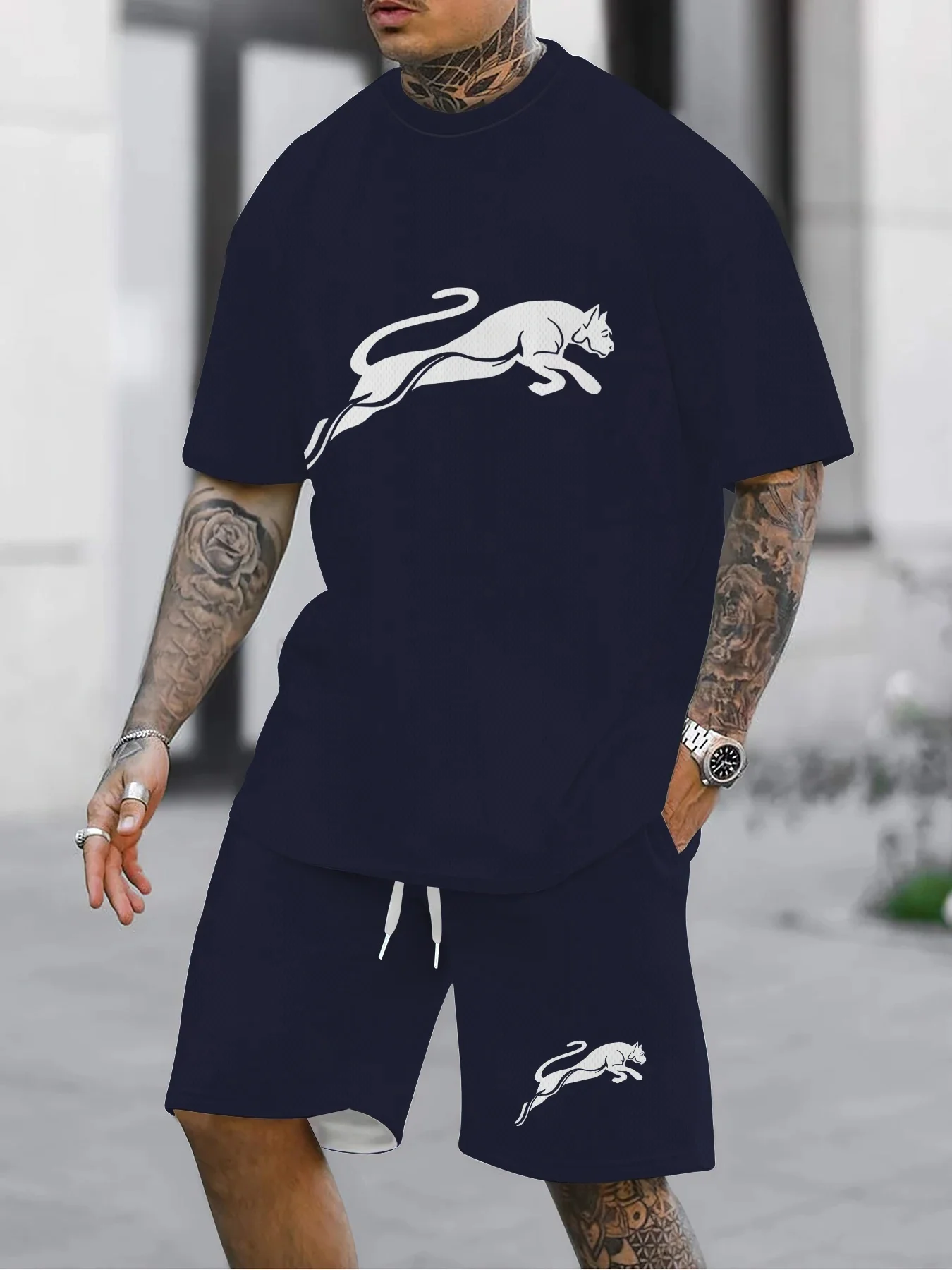 

2-piece Set Two-piece Set Streetwear Men Cloth 2026 Summer New Men's Leisure Sports Set Letter Printed T-shirt Shorts Round Neck