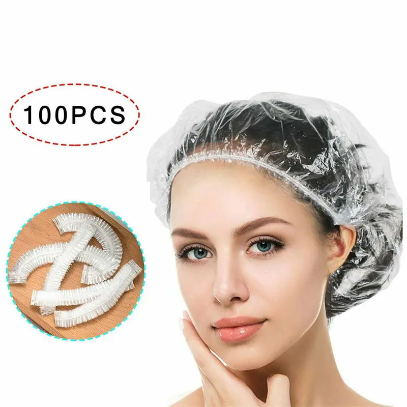 Shower Cap Women Waterproof Long Hair Shower Caps Food Seal Retractable Bag Charlotte Disposable Hair Elastic Shower Caps