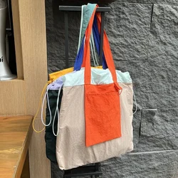 Foldable Bag Nylon Fashion Canual Foldable High-Capacity Patchwork Shoulder Bag Handbag Shopping Bags