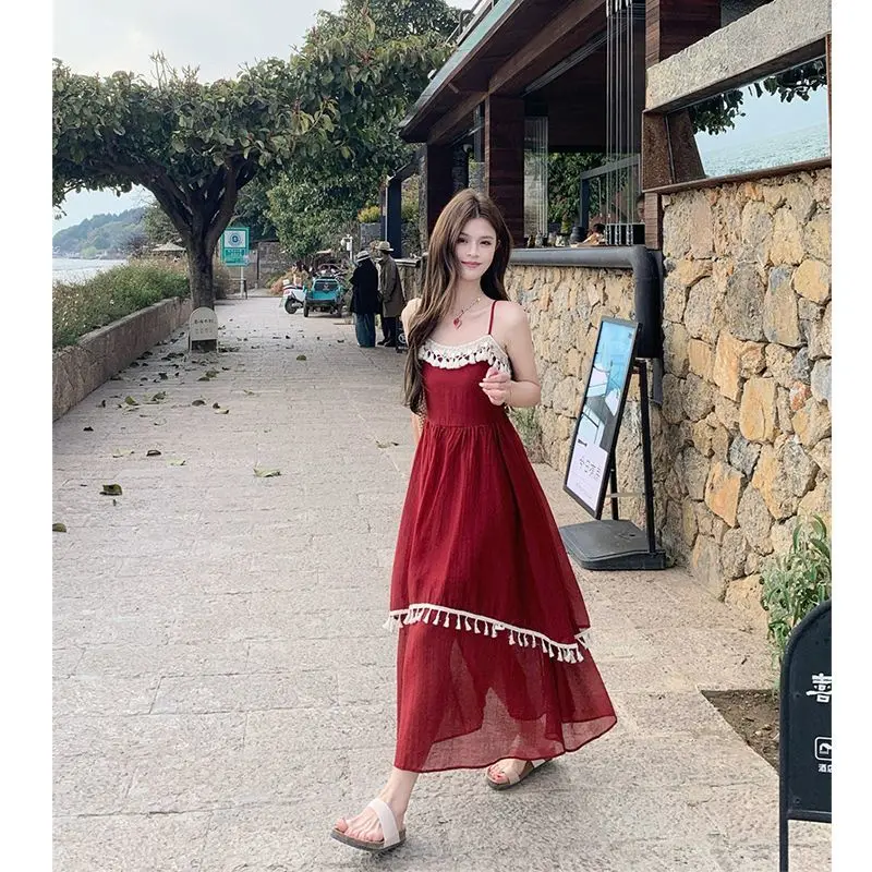 Robe Camisole épissée à franges, nouveau Design printemps/été avec ourlet asymétrique pour vêtements de bureau pour femmes