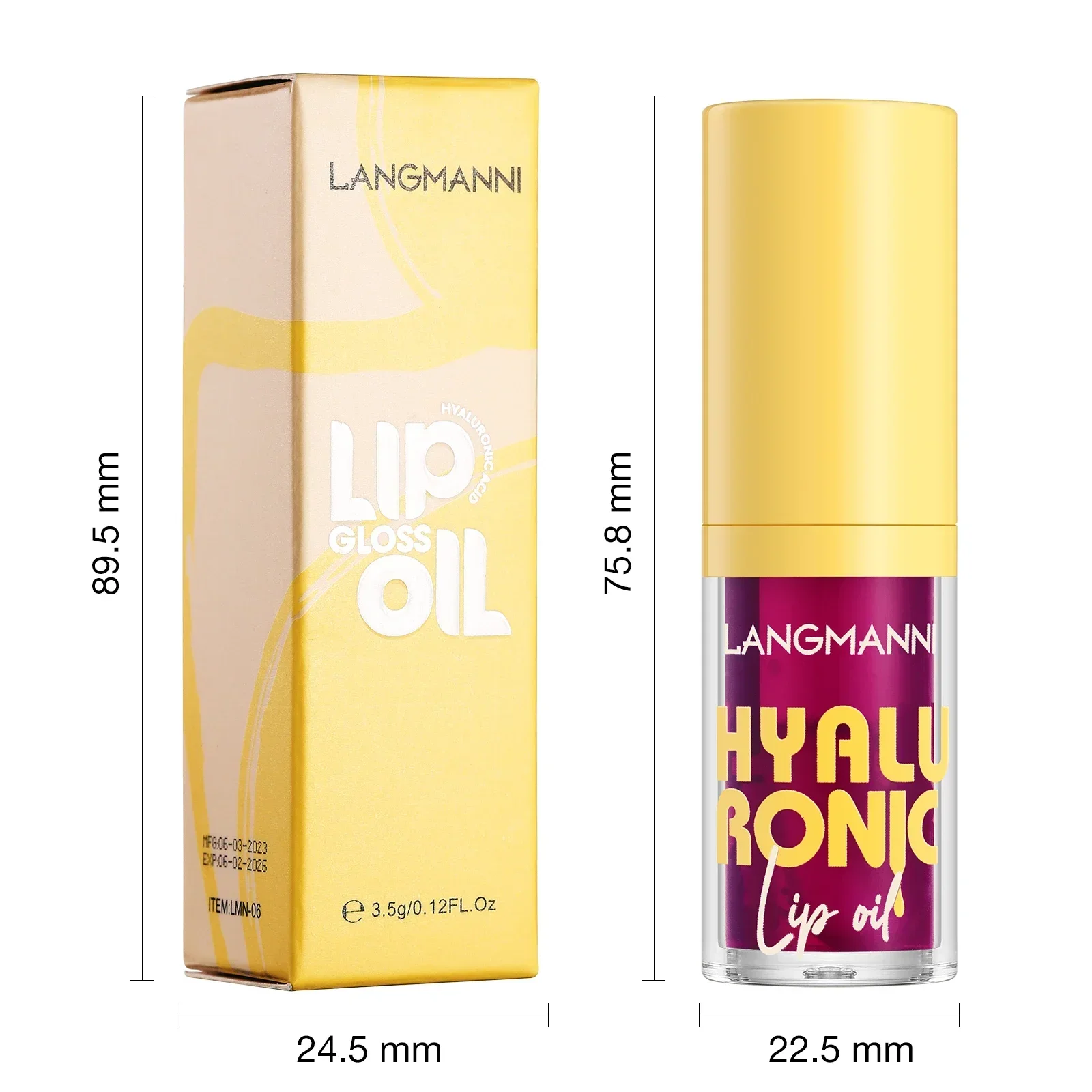 Langmanni transparente multi mancha labial ácido hialurônico óleo labial brilhante hidratante hidratante brilho labial volumizing bálsamo labial maquiagem