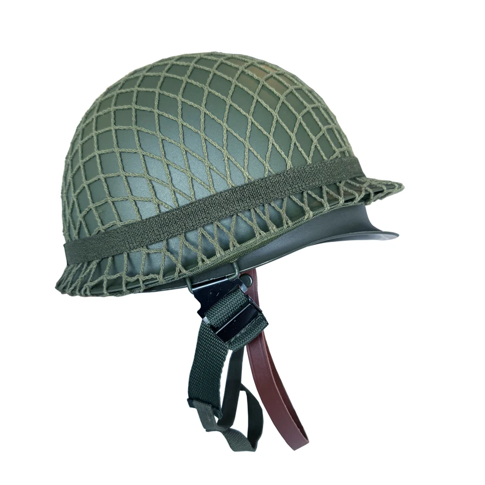 WWII WW2 M1 Soldier Helmet American Men's Helmet Net Cover Cat's Eye Integrated Equipment Combination Metal Helmet