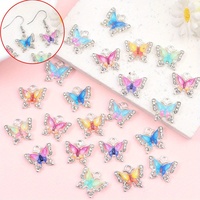 2/7/14pcs Multi-color Enamel Flat Back Butterfly Shaped Pendant, Used for DIY Beach, Vacation, Bracelet, Decorative Accessories