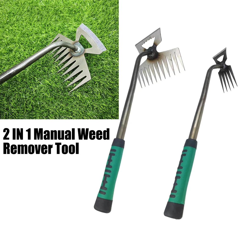 

2 в 1, садовые грабли, ручной инструмент для укоренения сорняков, съемник лопаты, 5/6/11 зубов, удаление прополки, ручной садовый инструмент для рыхлой почвы