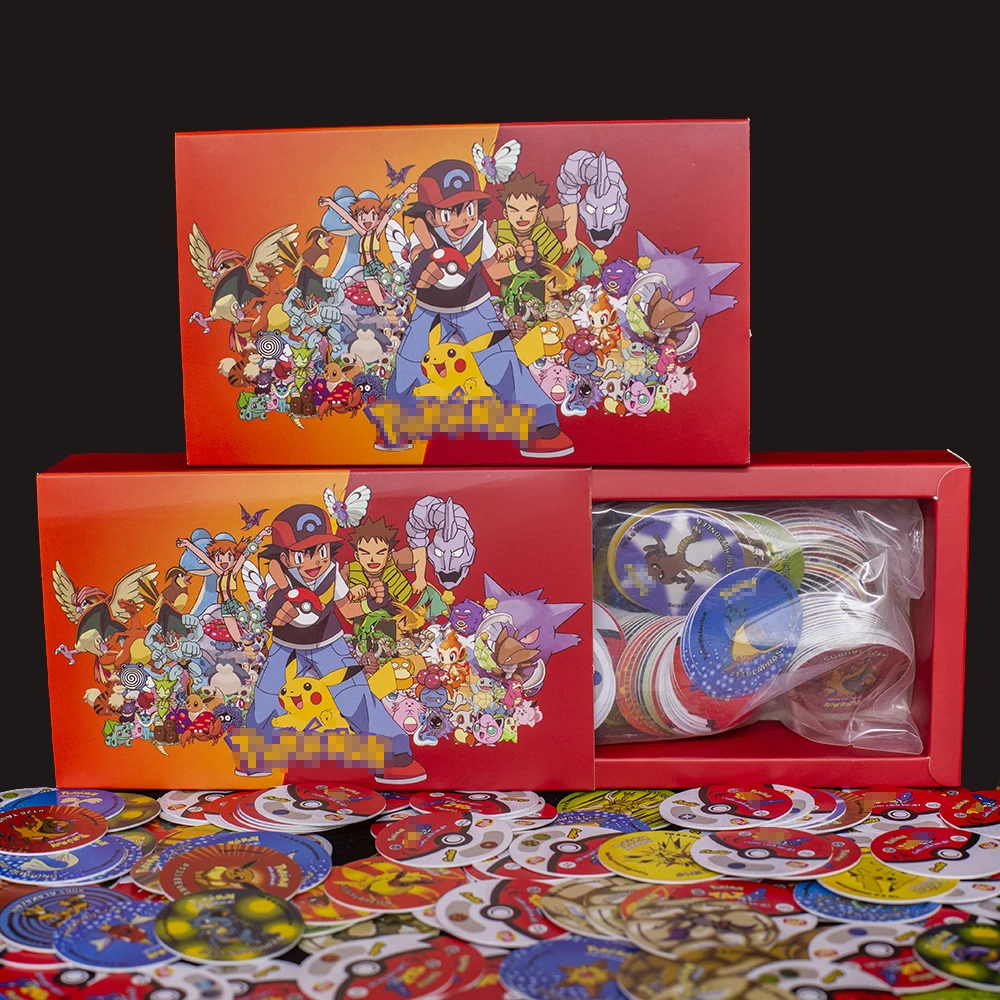 Lote De Tazos Pokémon 1a Geração 169 PCS Nova Coleção Completa Super Mega Master Pikachu Milkcaps Cartões Redondos Chaps