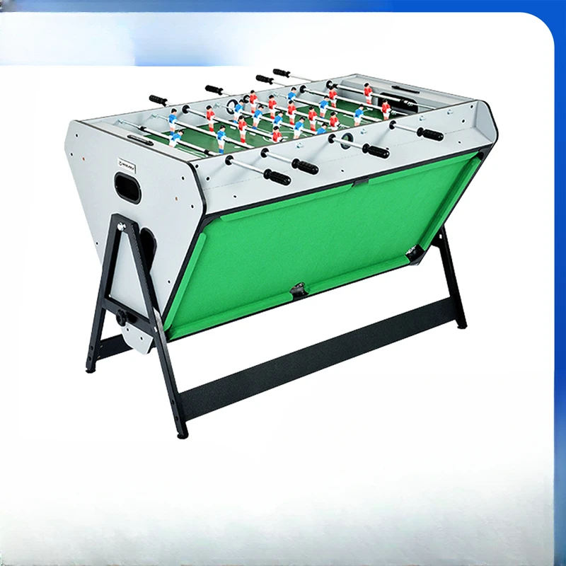 Adult football machine on table, children's two player game against toys