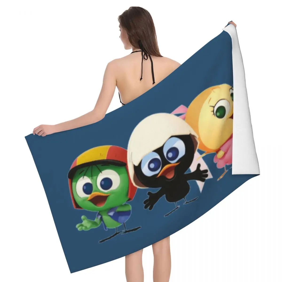 

Custom Calimero Friends Soft Linen Microfiber Beach Bath Towel Quick Dry Cartoon Comic Bathroom Pool Towels