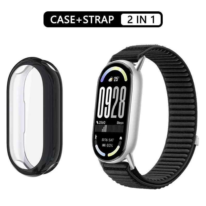 Nylonarmband + Schutzhülle für Xiaomi Mi Band 10, 9, 8, NFC-Sportarmband, elastisches Handgelenksband, Xiaomi Smart Band 9, 8, 10 Zubehör. – Detail 4