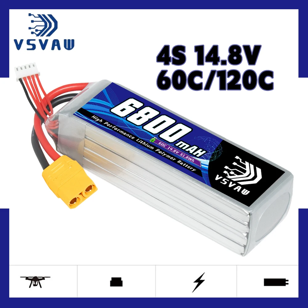 Original VSVAW 6800mAh 4S 14.8V 60C/120C Lipo Battery Remote Control FPV Helicopter Model RC Model Lithium Battery