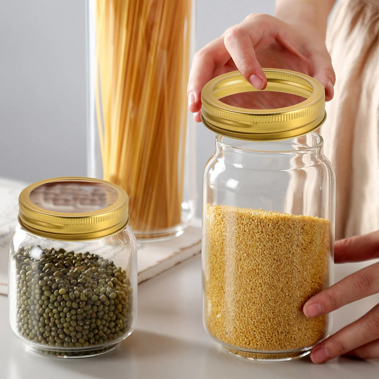 

24Pcs Mason Jar Lids Wide Mouth Tinplate Canning Caps Metal Bands Reusable for Food Storage Jam Pickles Fruits Vegetables