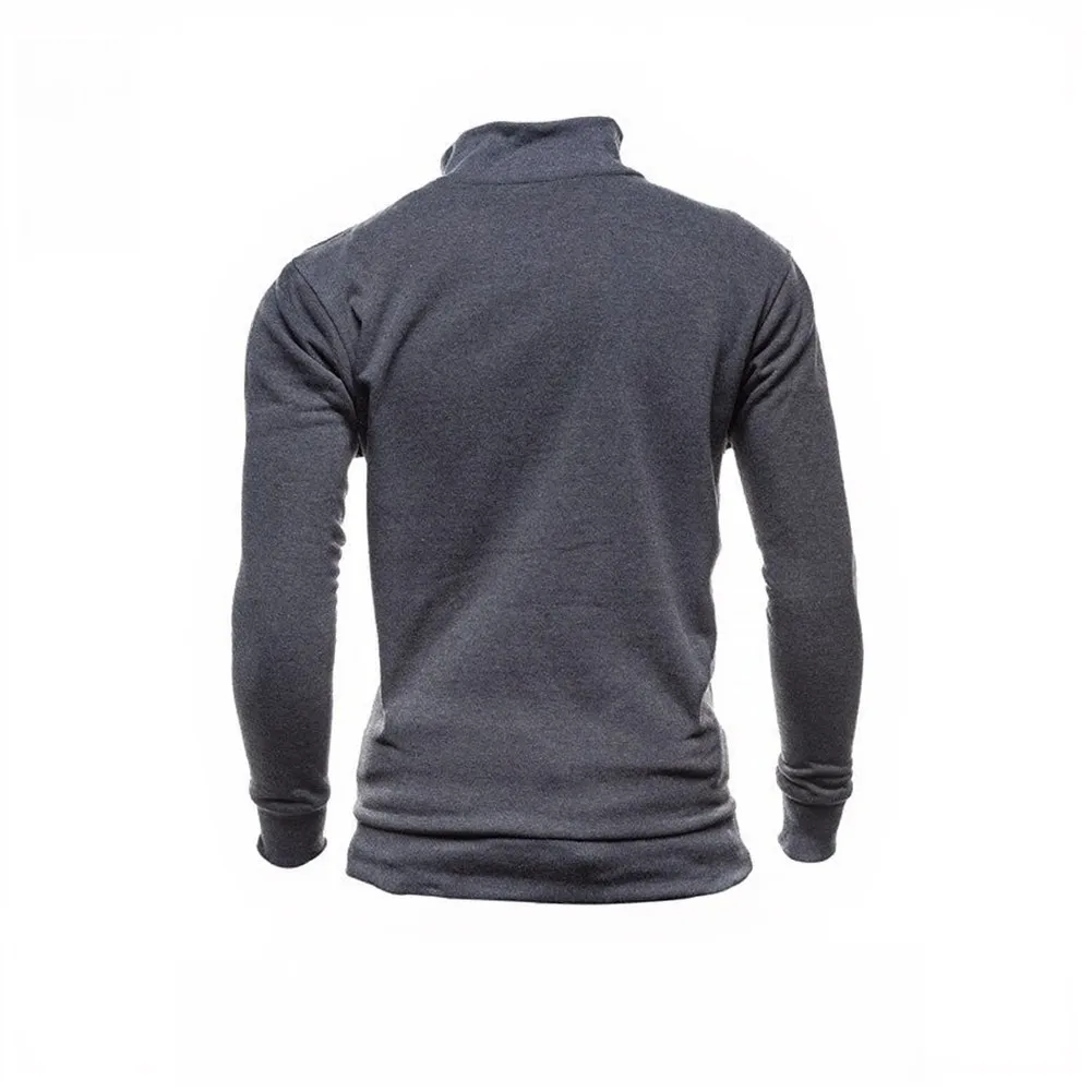 Zipper Stand Collar Minimalist Sweatshirt for Men Solid Color Polyester Spandex Blend Casual Jacket Regular Fit