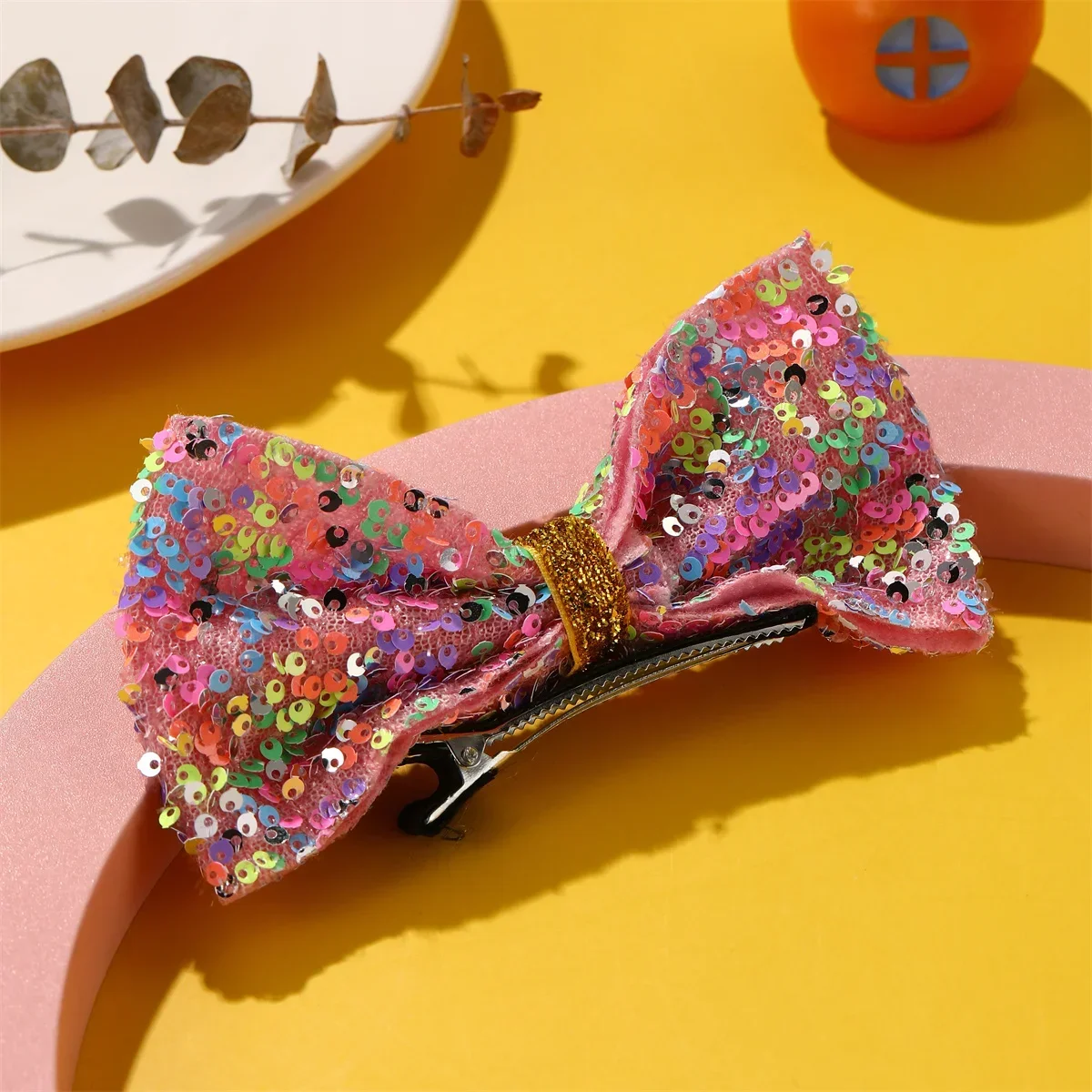 

1PCS Girls Pink Sequin Hair Bows Clips Sparkly Hairpins Hair Accessories for Children Toddler Teenage Kids Gift Hair Accessories