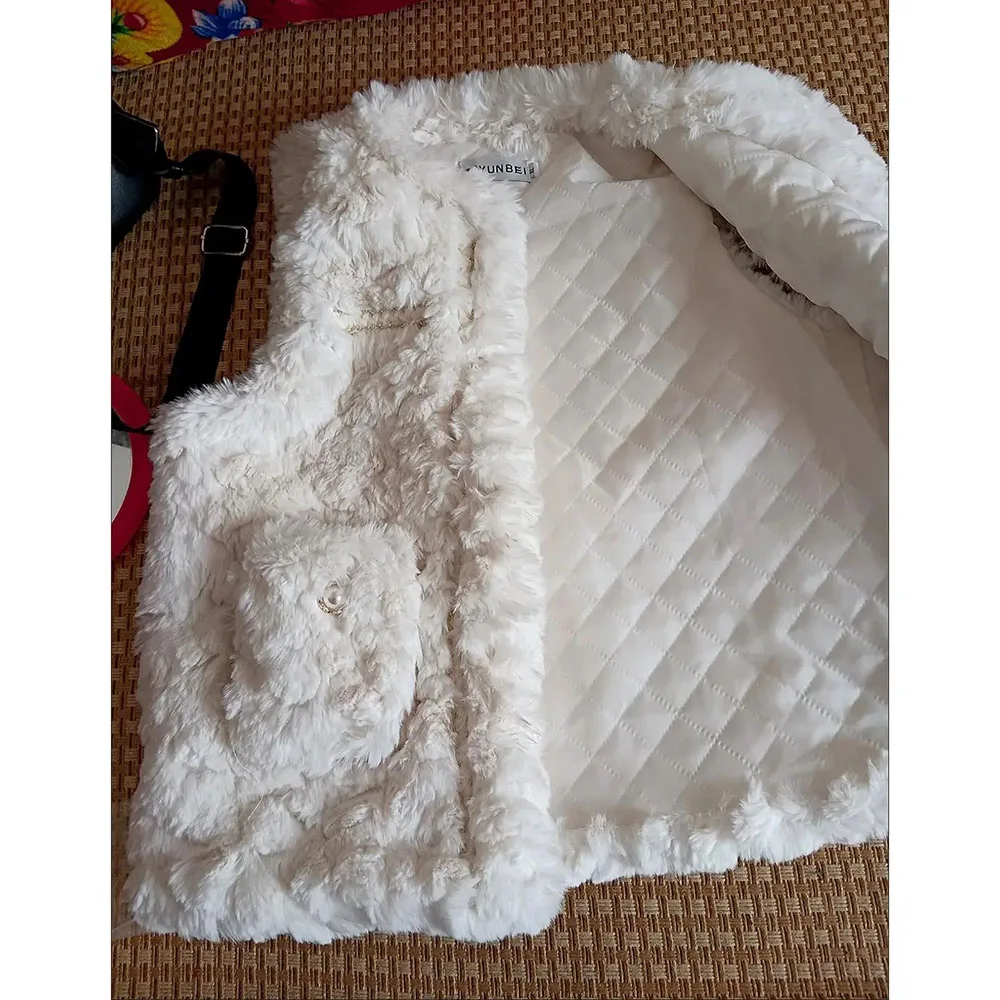 NEW Autumn Winter Lamb Hair Vest Women Fluffy Vests Korean Thick Warm Short Faux Fur Coat Sleeveless Jacket Ladies Outwear