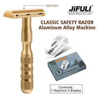 JiFULI ( 1 Machine 5 Blades ) High Quality Men Classic Double Edge Safety razor Aluminum Alloy Handle Sharp Durable Shaver Blade