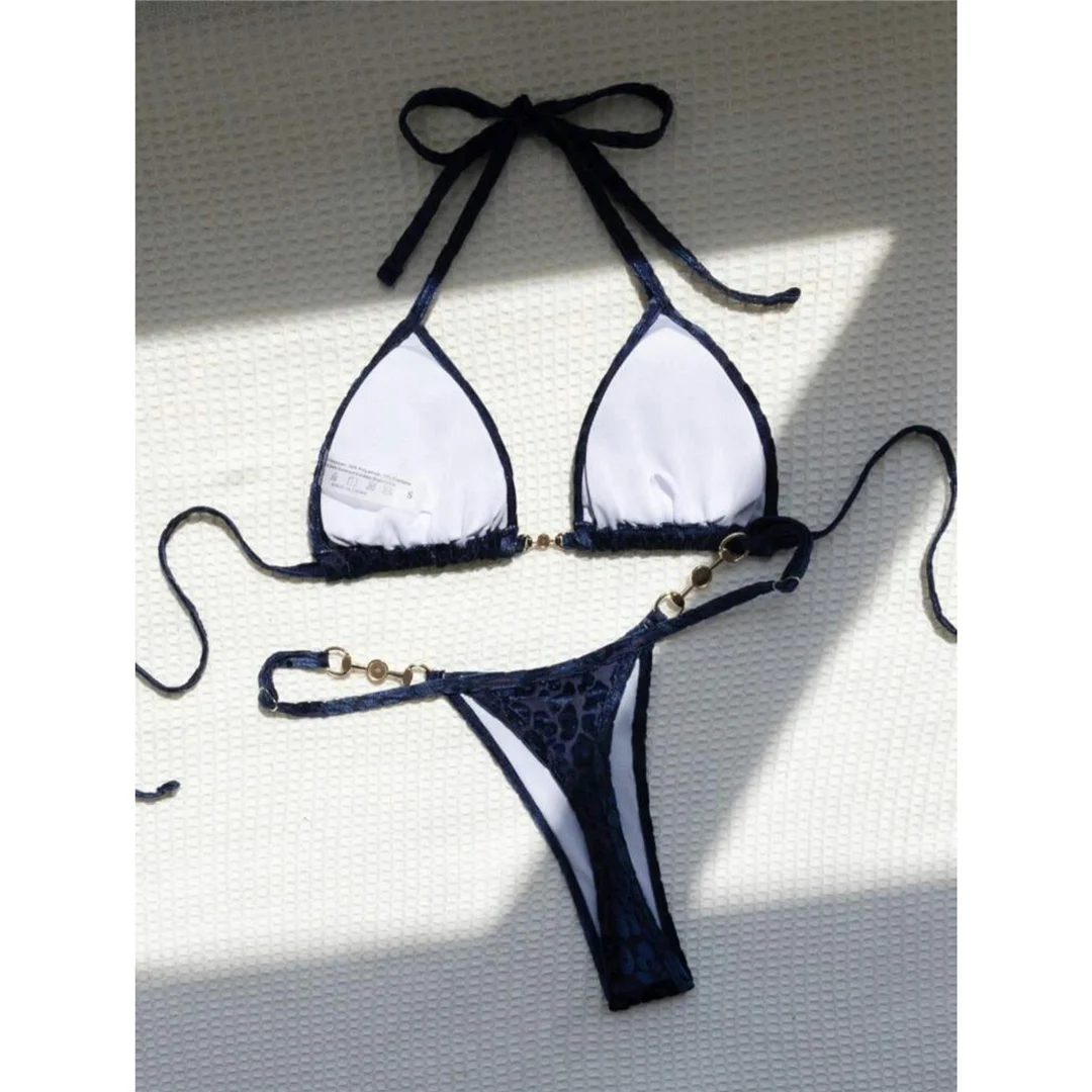 S - XL Leopard Pearl Mini Micro Thong Bikini Damen Badeanzug Frauen Bademode Zweiteiliges Bikini-Set Badeanzug Schwimmanzug V5207B – Detail 34