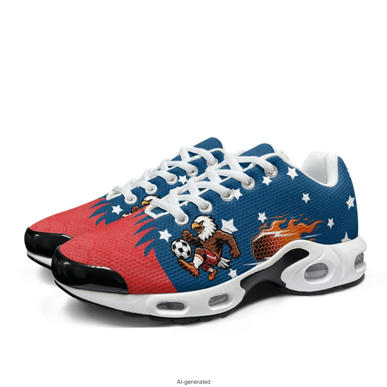 XIXIRIMIDO USA Soccer Air-Cushioned Sneakers Women's Running Shoes Men's Commuter Shoes Lightweight Breathable Soft Comfortable