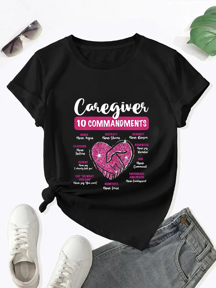 Caregiver 10 Commandments to help a person with dementia T-Shirt Tops Fashion Clothing Father's Day Tshirts for New Summer 2024