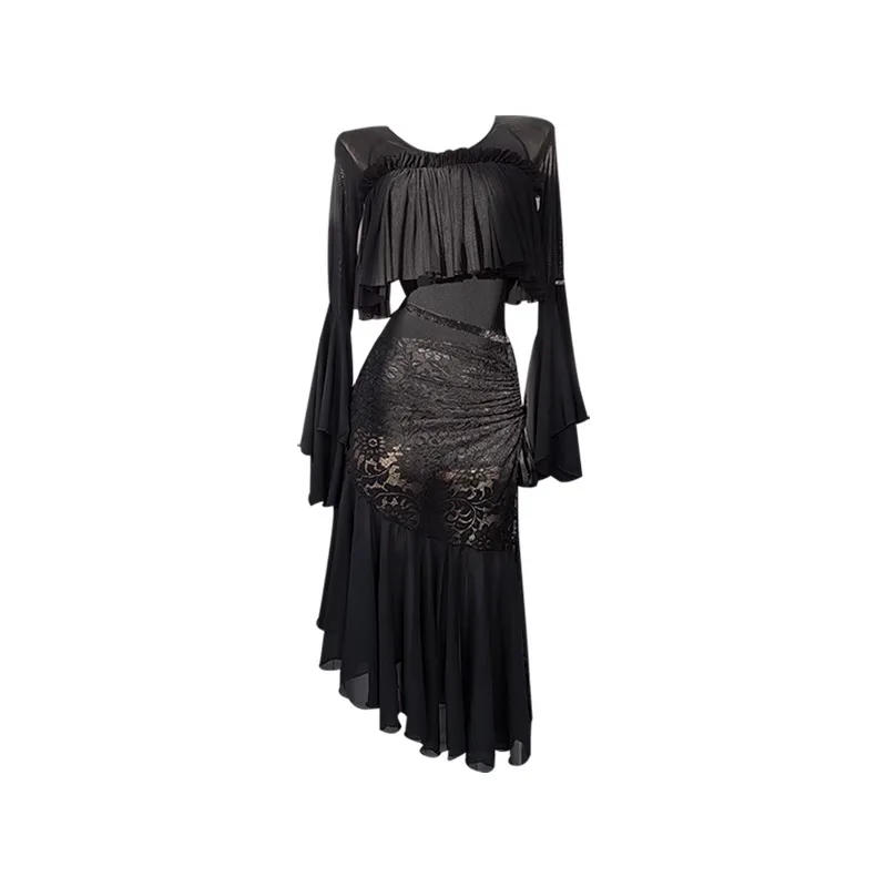 Jupe queue de poisson enveloppée de dentelle amincissante et amincissante, demi-jupe moderne irrégulière mi-longue ADL223