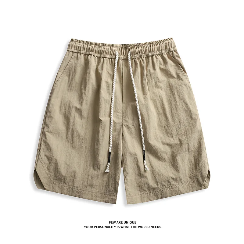 Summer Men Drawstring Short Pants Casual Classic Quick-Drying Cool Straight Outdoor Light Weight Jogger Baggy Beach Short Pants