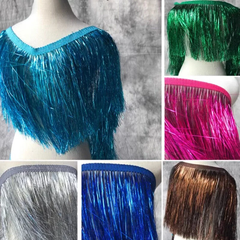 

1/3/5M Laser Shiny Tassel Lace Trim 20cm Ribbon Fringes Trimmings For Diy Garment Curtains Dance Dress Decor Sewing Accessories